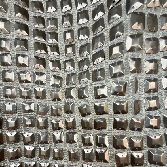 AllSaints Silver Studded Slip Mini Dress square neck sz 10 - Picture 4 of 9